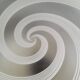 Frosted glass globe ceiling light with spiral patterns.
