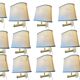 Italian Brass Sconces set of 12 with Satin Shades, 1980s
