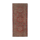 Vintage tribal geometric caucasian runner rug hand-knotted oriental carpet