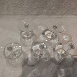 5 Baccarat crystal champagne glasses, Nancy model, before 1936