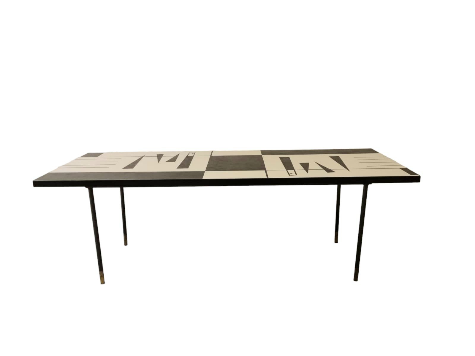 Mid century black and white graphic formica coffee table