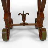 Art Deco round pedestal table in marble and wrought iron, circa 1940