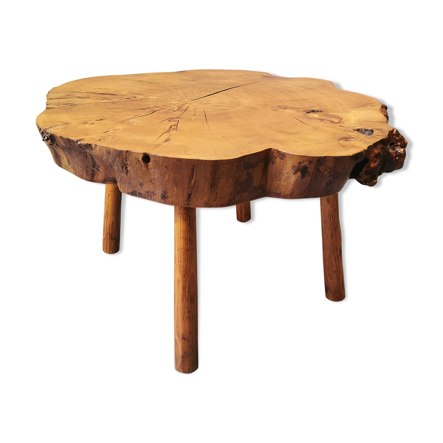 Coffee table elm tree trunk 70s
