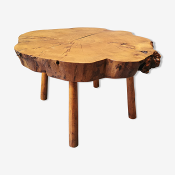 Table basse orme tronc d'arbre années 70