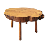 Table basse orme tronc d'arbre années 70