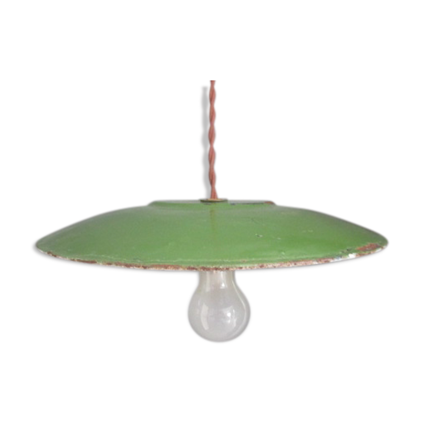 Old suspension in green enamelled sheet metal