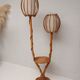 Bamboo and rattan floor lamp 2 fires 60s
