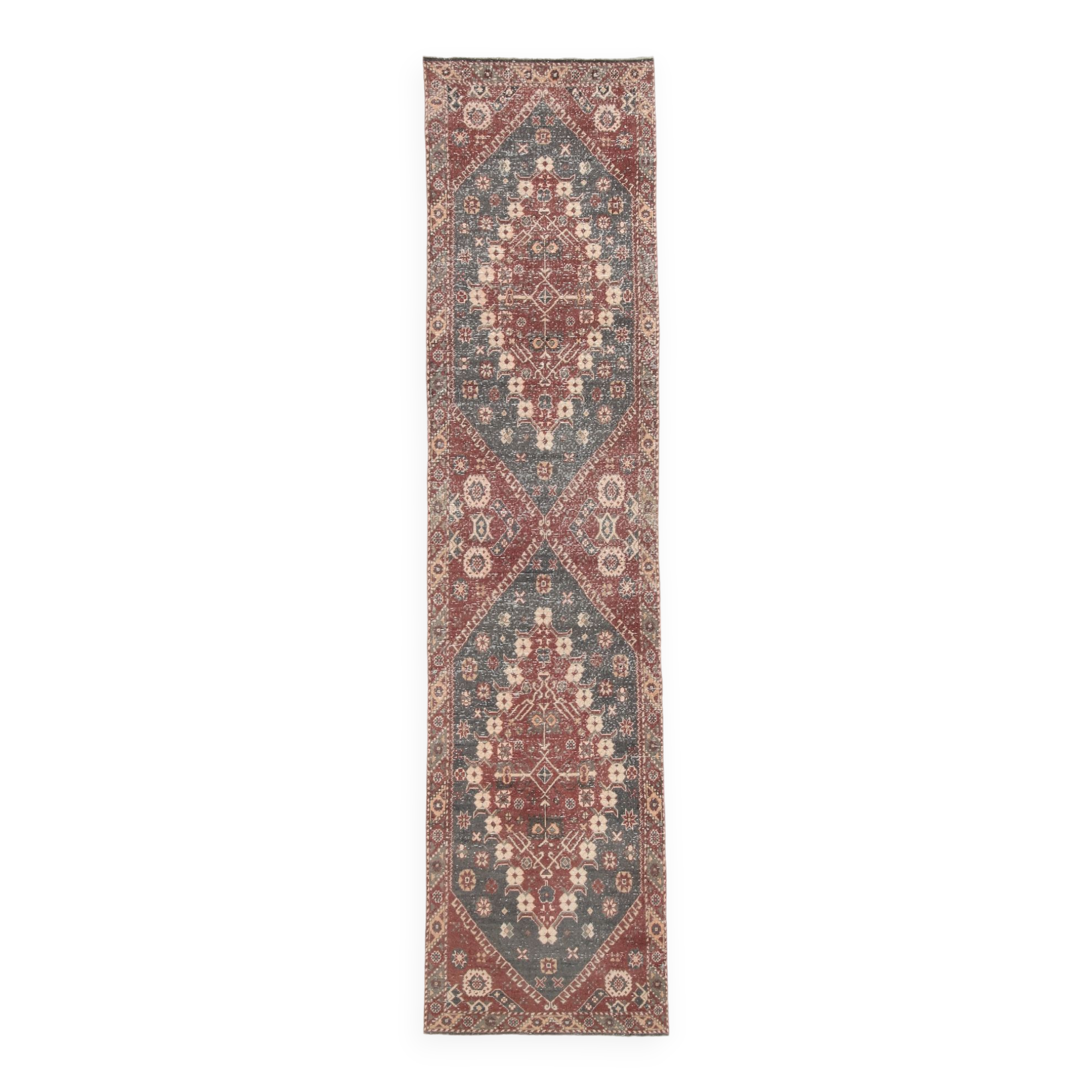 3x13 Persian Antique Runner Rug, 94x387Cm