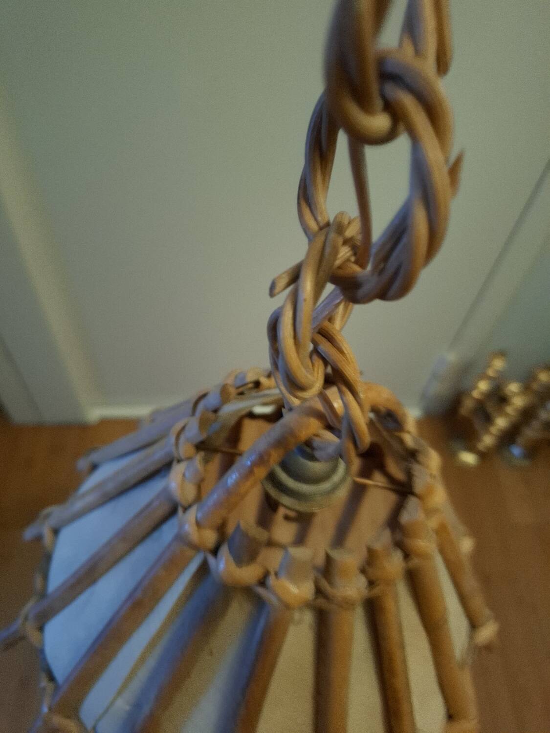 Vintage 60s rattan pendant light