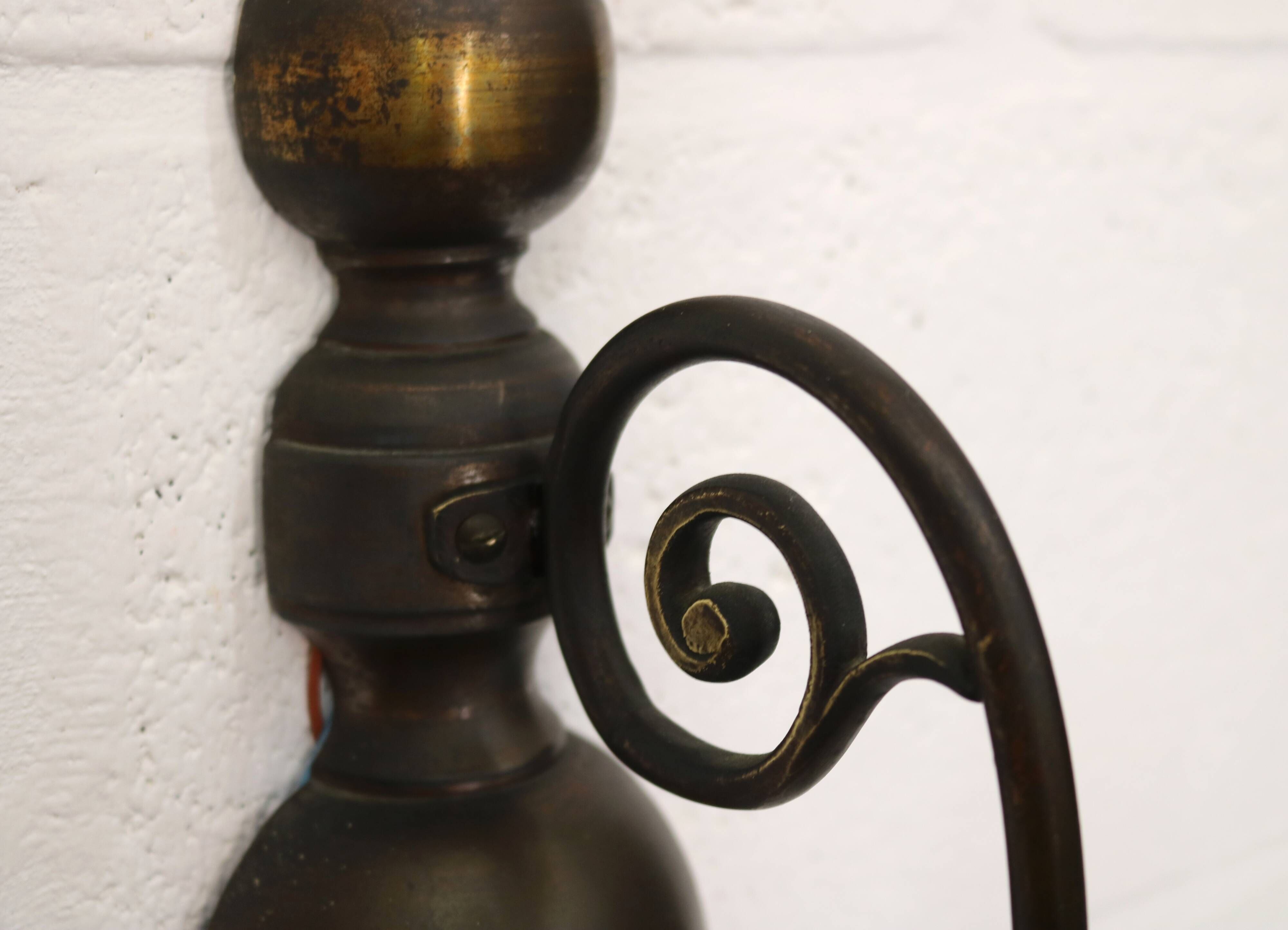 Pair of Antique Brass Wall Lamps – Vintage 1950s Sconces