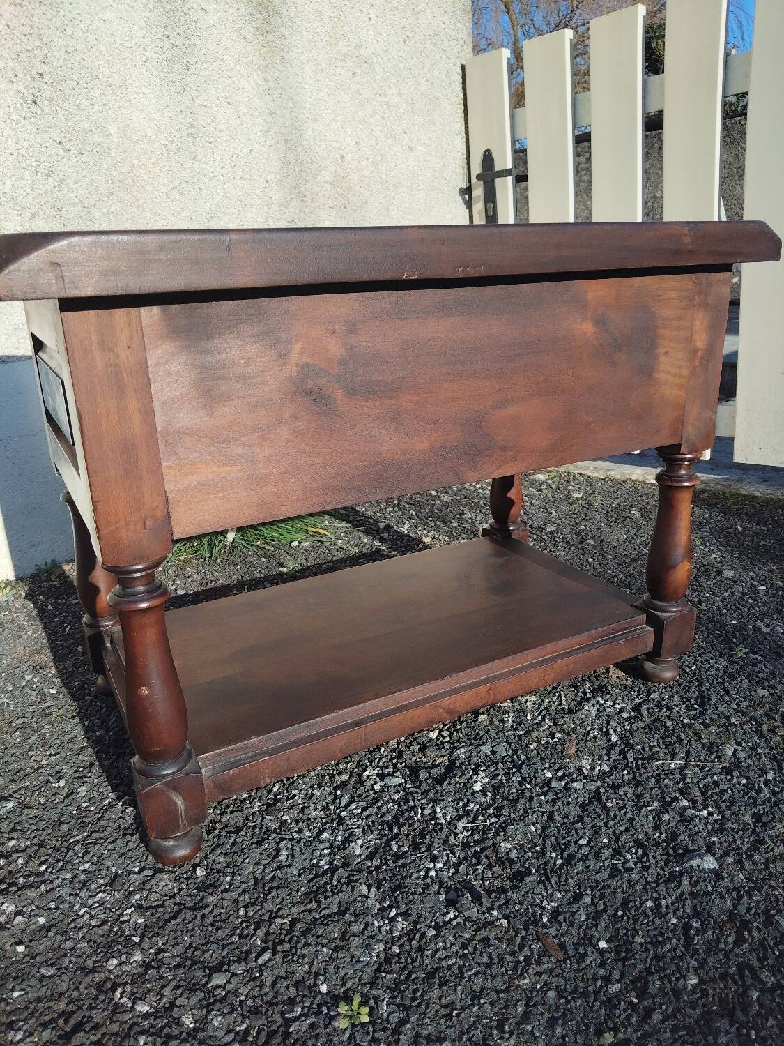 Antique solid wood side table with drawer