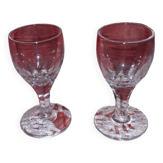 Paire de verres aperitif ou digestif  en crital art déco