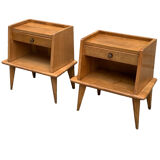 Pair of bedside feet compass solid oak vintage 1950