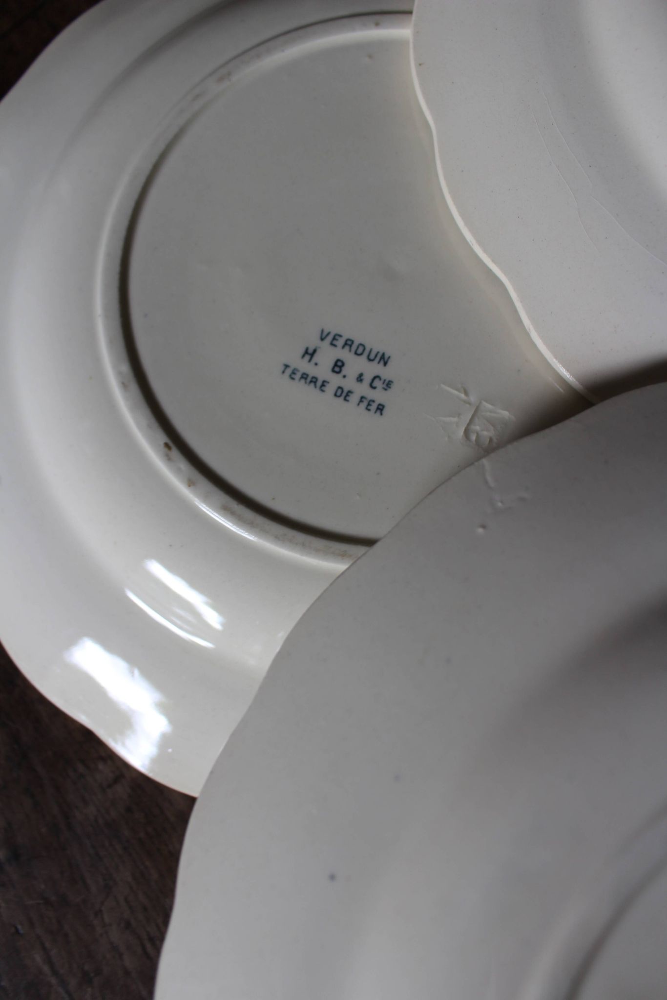 8 assiettes plates en Terre de Fer bleue Verdun HBC
