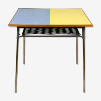 Vintage Blue & Yellow Formica Kitchen Table, 1970s