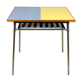 Vintage Blue & Yellow Formica Kitchen Table, 1970s
