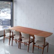 Dining table in Danish oak and teak.