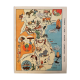 Old poster map of Tonkin Laos - 1931