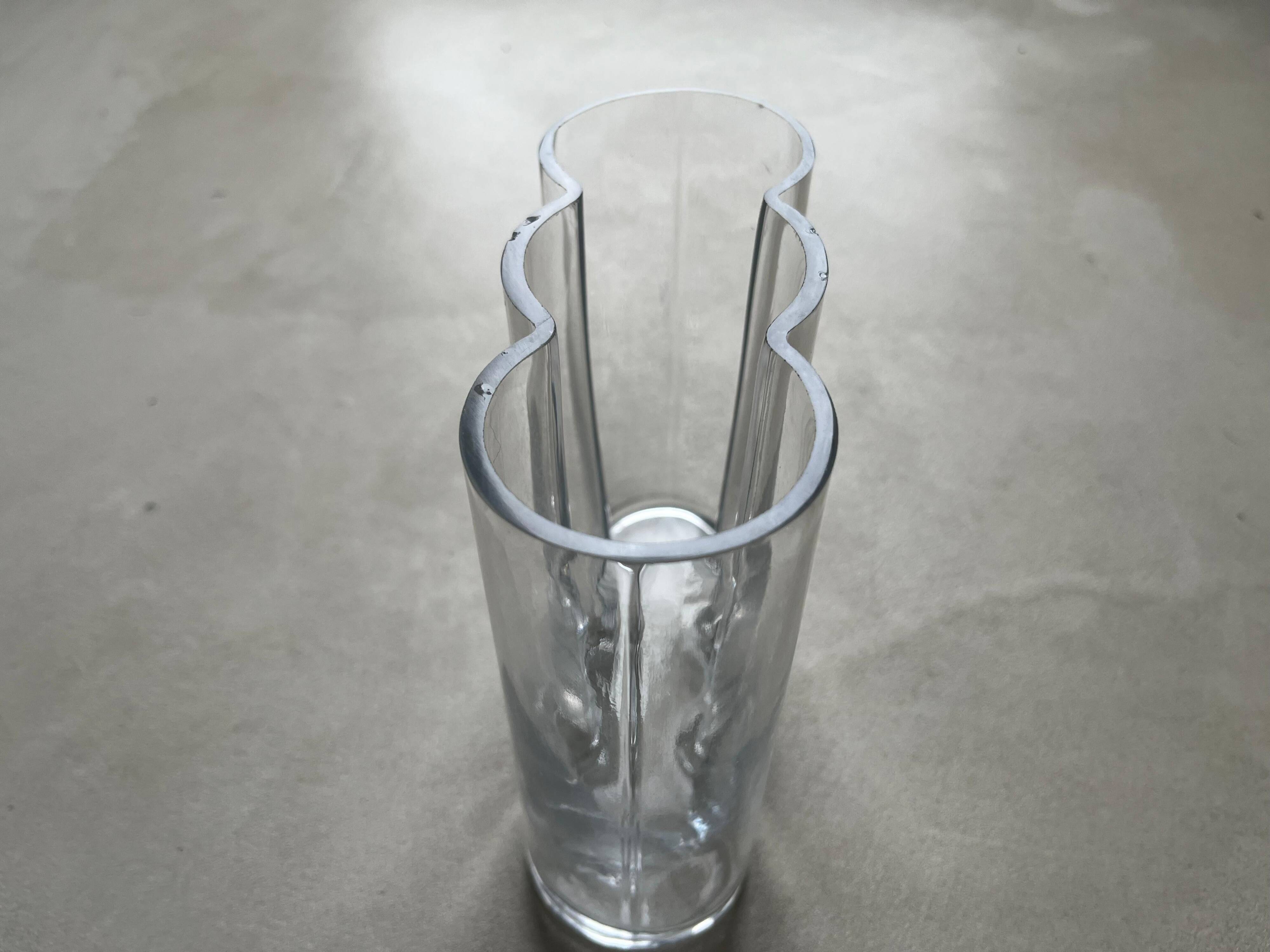 Beautiful Vintage Murano Modern Vase, cylinders  Clear Glass vase, 1970's