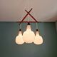 Scandinavian chandelier in teak and white opaline, 1960s