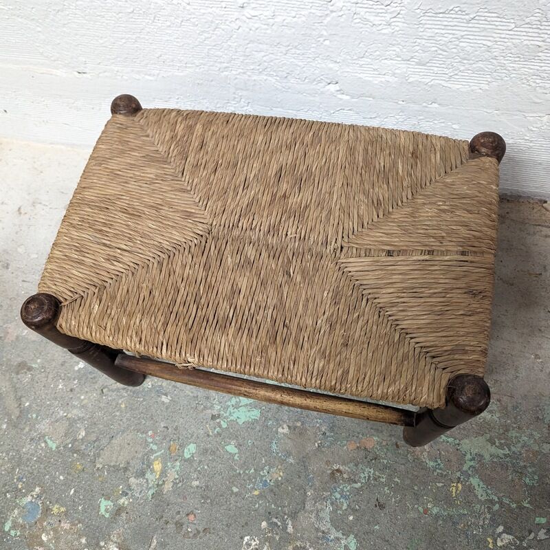 Wooden foot stool and straw
