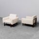 Paire de fauteuils en velours bois haut de gamme 1970 vintage modernisme