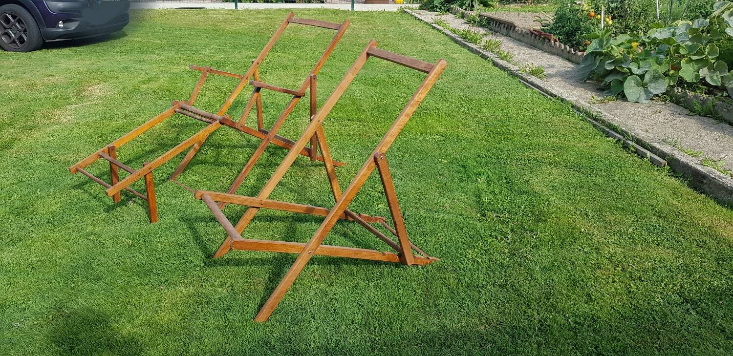 Set of 2 Chilean structures - wooden deckchair