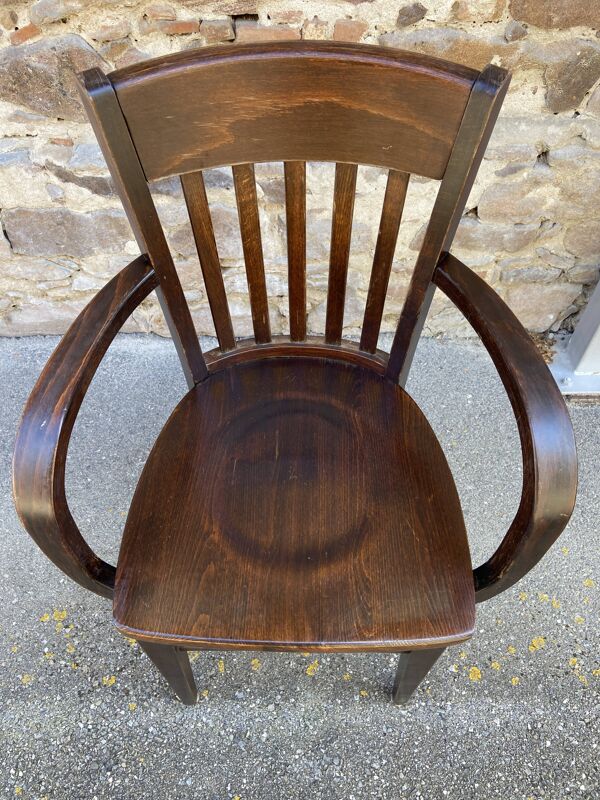 Paire de fauteuils type restaurant scholz colonial bois courbé américain vintage 80s