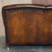 Howard & Son leather canapé, restored vintage, 3-seater
