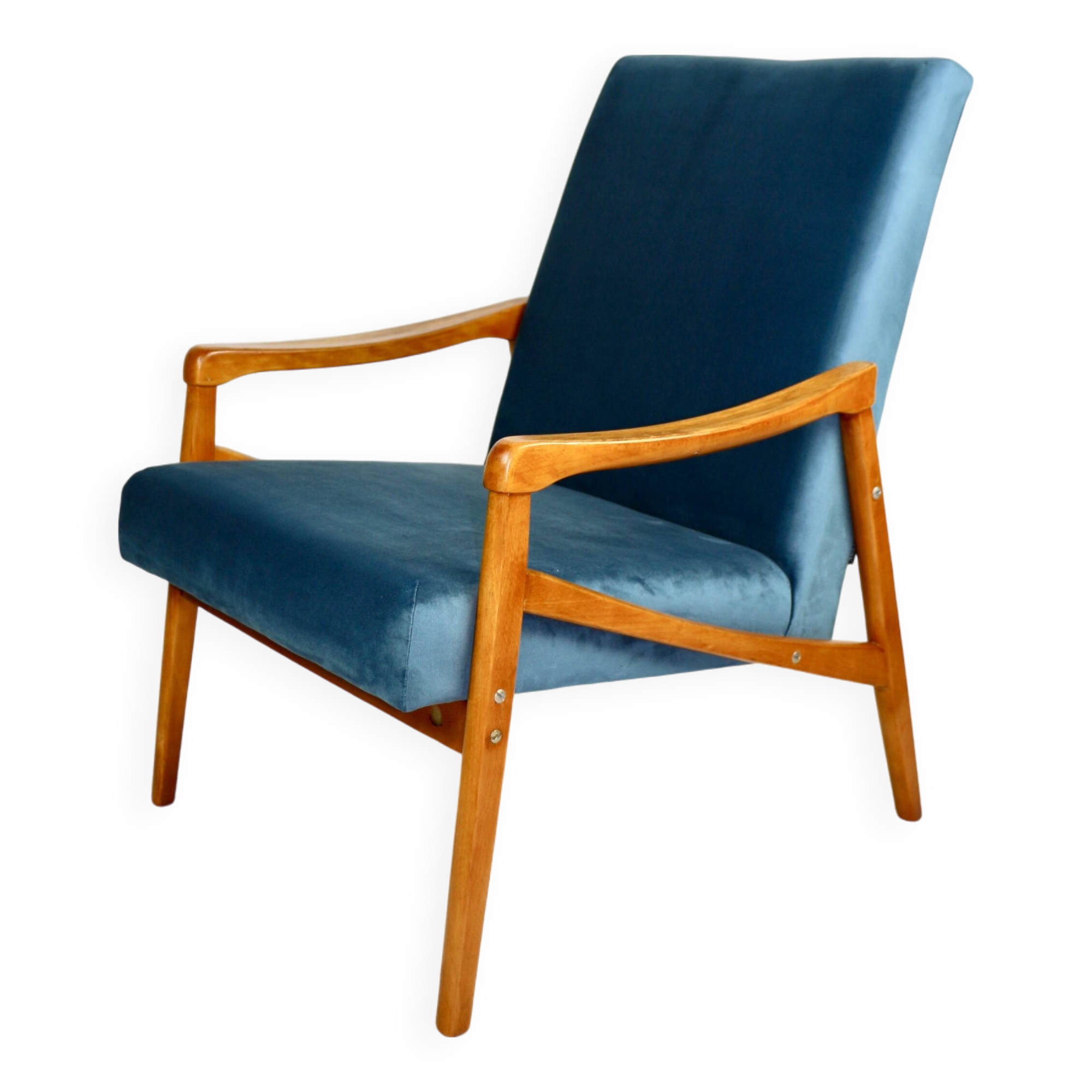 Czech Model Armchair attributed to Jiri Jiroutek in ocean blue, 1970s