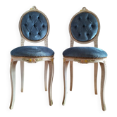 Paire de chaises médaillon anciennes, sièges de boudoir style Louis XV