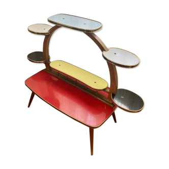 Vintage plant holder tree table in formica and wood compass feet circa 1960