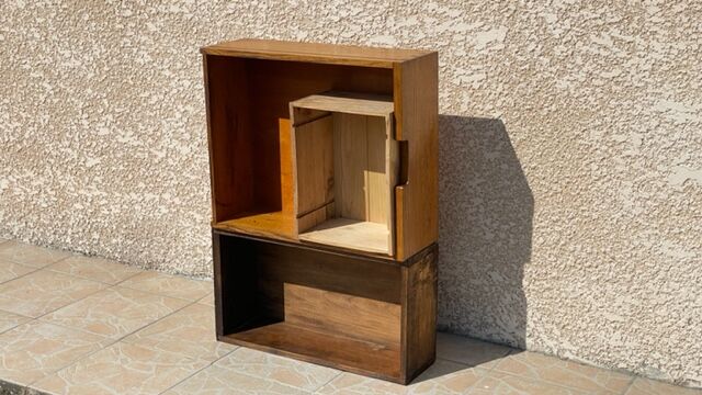 Vintage oak geometric drawer floor