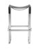 Contemporary kitchen bar stool in aged silver steel and black leather.