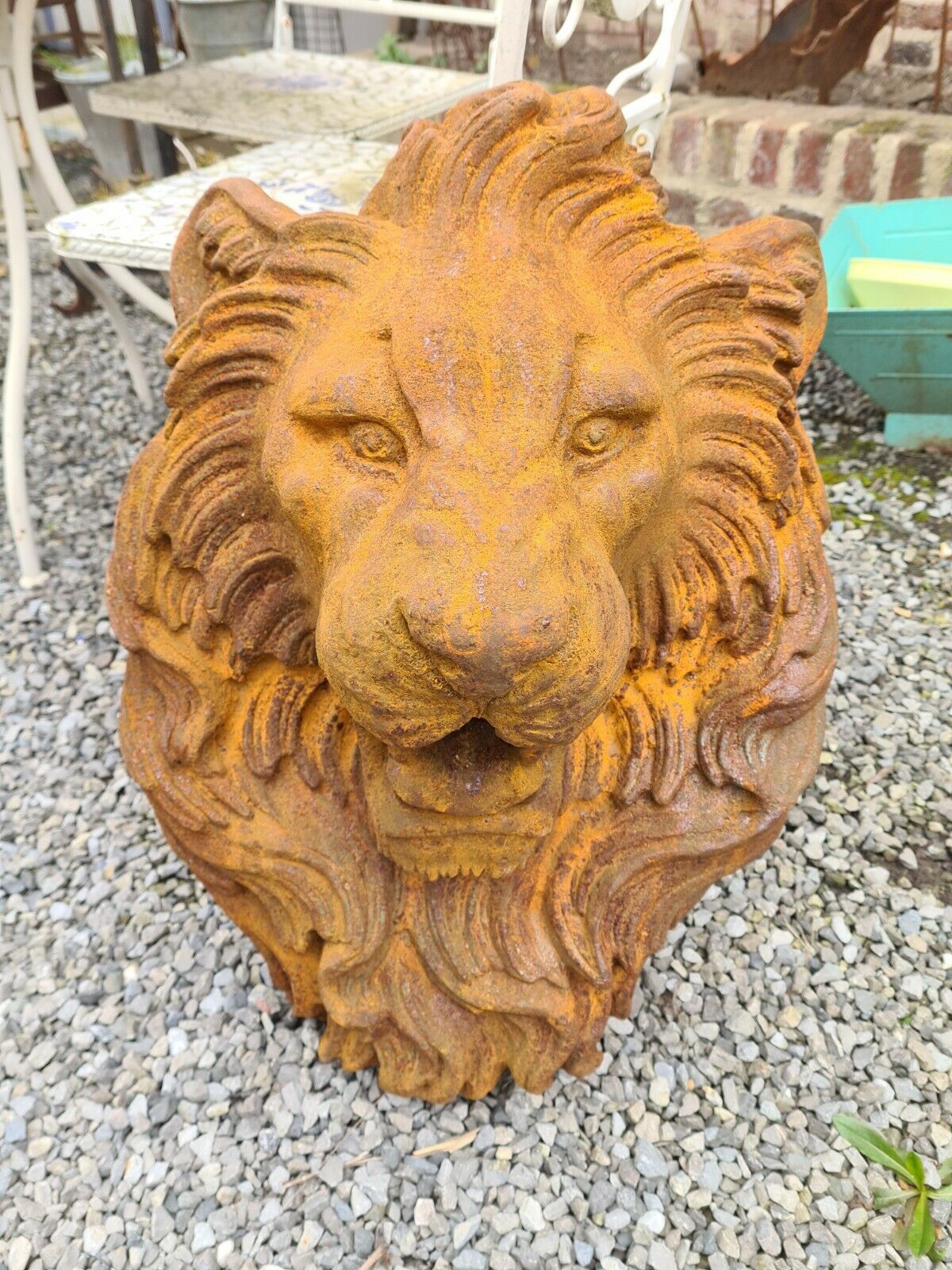 Cast iron lion's head, wall fountain