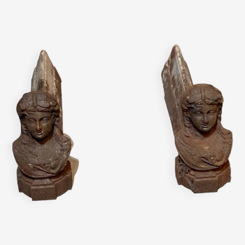 Pair of bronze andirons