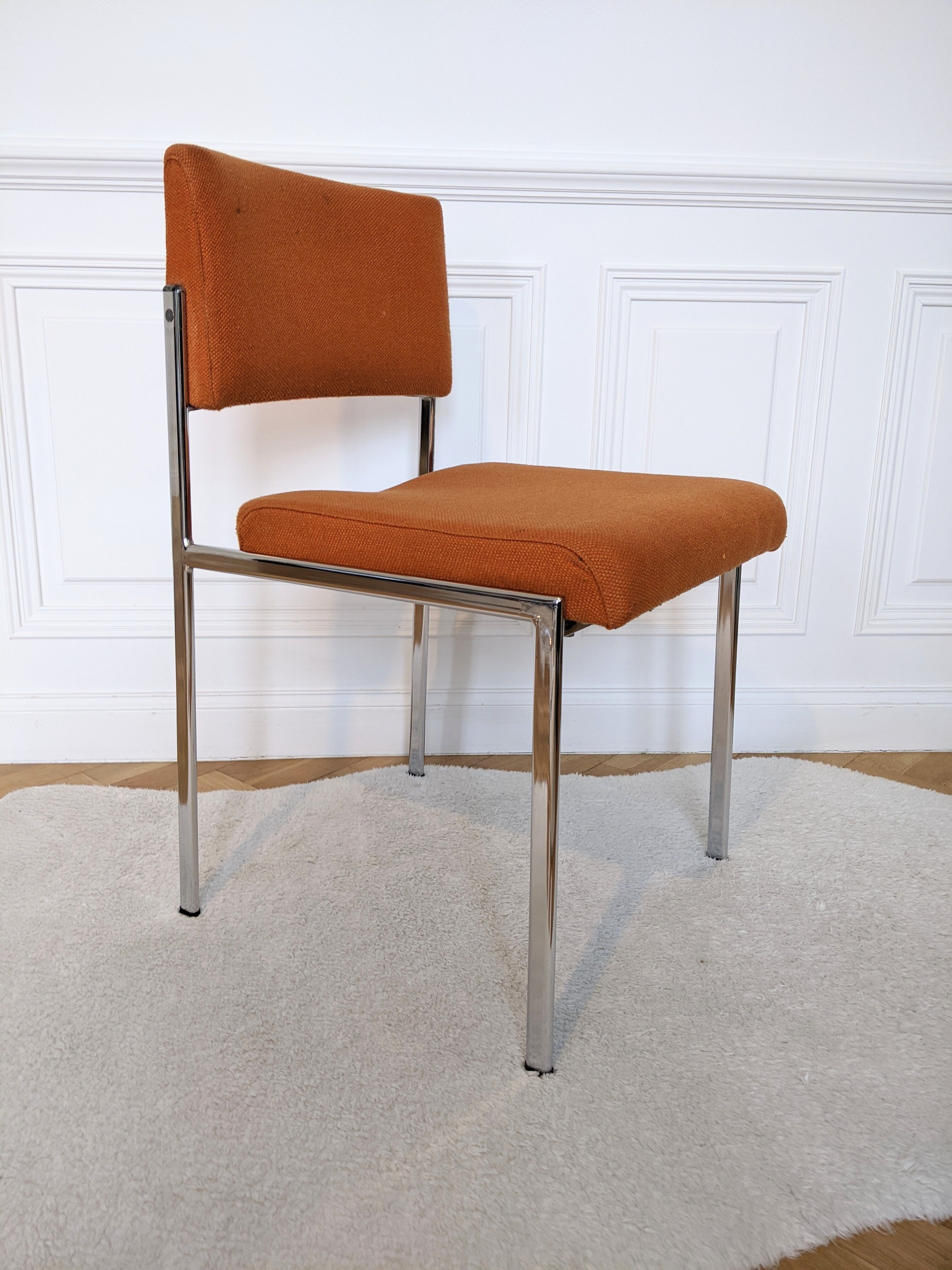 Orange chrome fabric chair