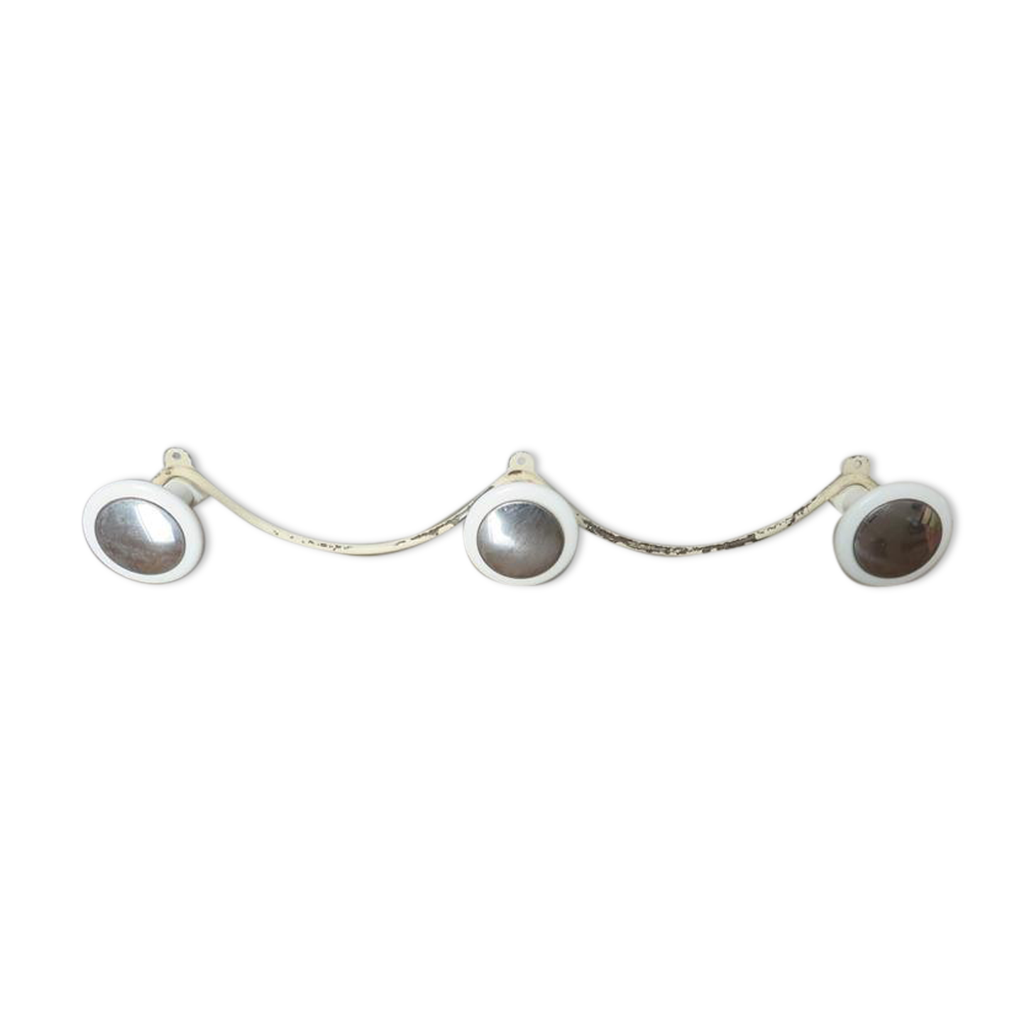 Coat holder 3 white and chrome patères 50s