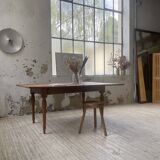 Walnut farmhouse table with swivel and extendable top