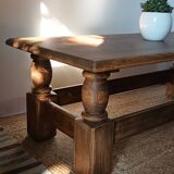 Vintage Brutalist Solid Oak Coffee Table