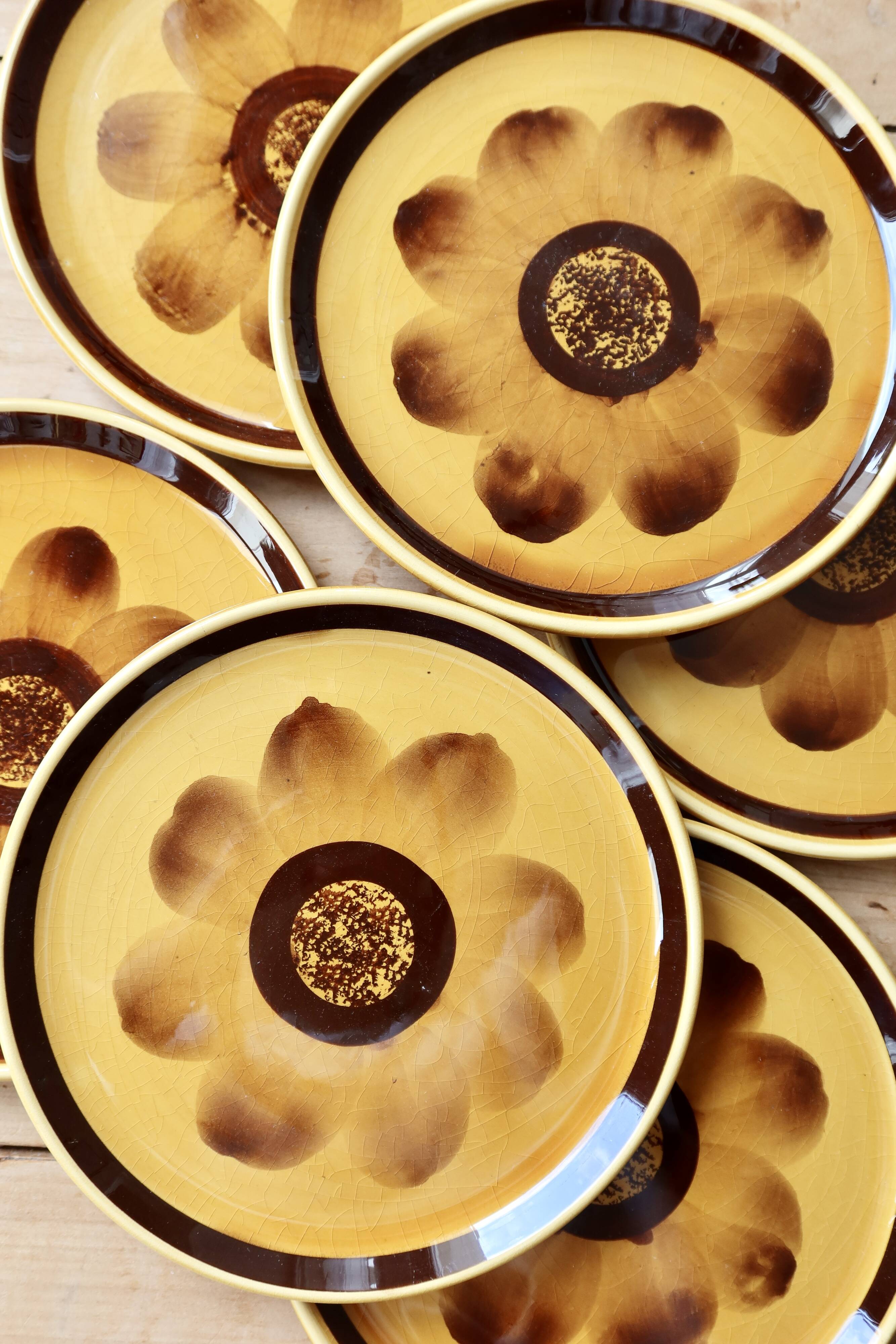 6 old Sarreguemines Digoin earthenware dessert plates, Rimini model