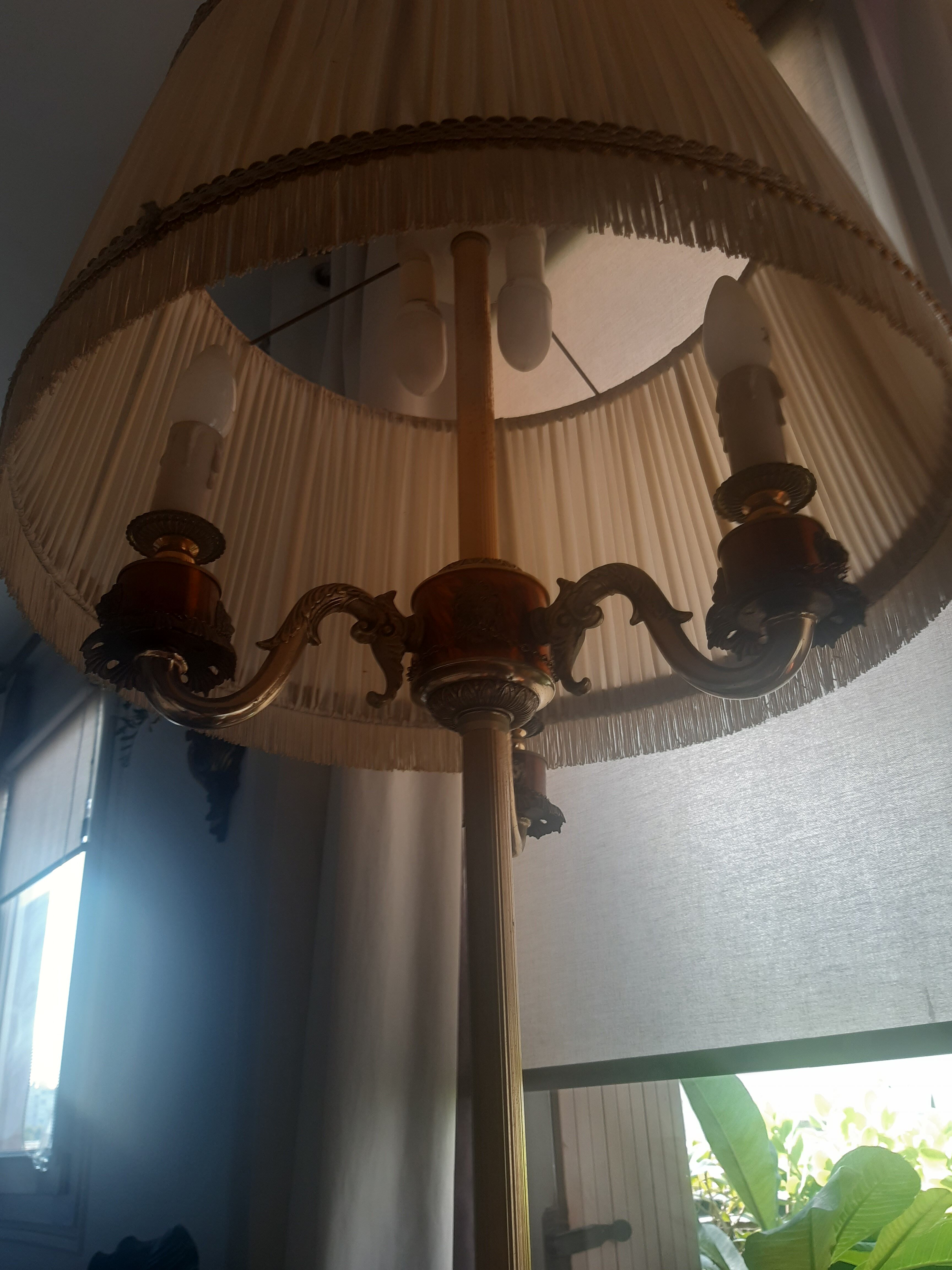 Vintage bronze lampshade floor lamp