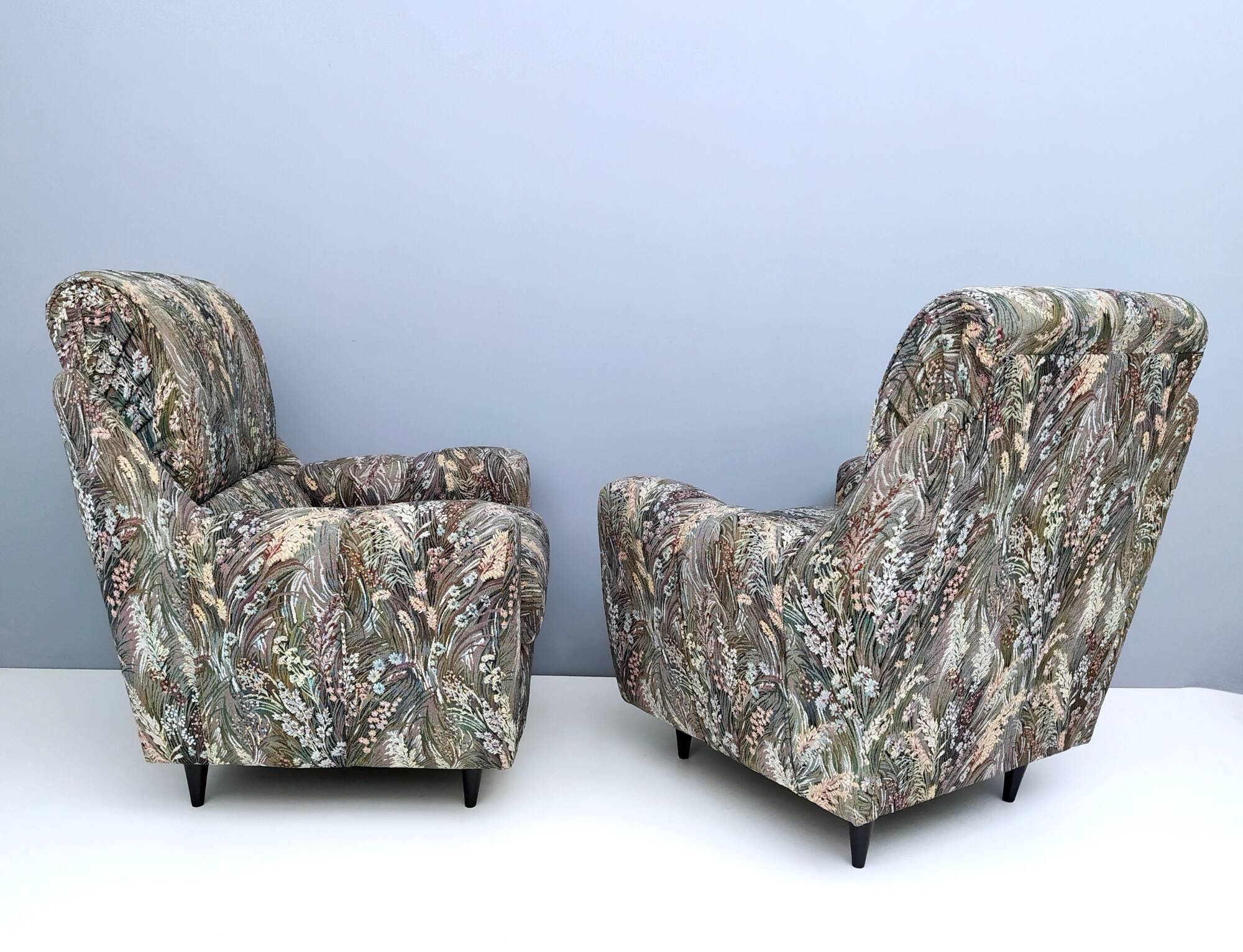 Pair of High-Quality Patterned Fabric Armchairs, Italy