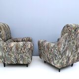 Pair of High-Quality Patterned Fabric Armchairs, Italy