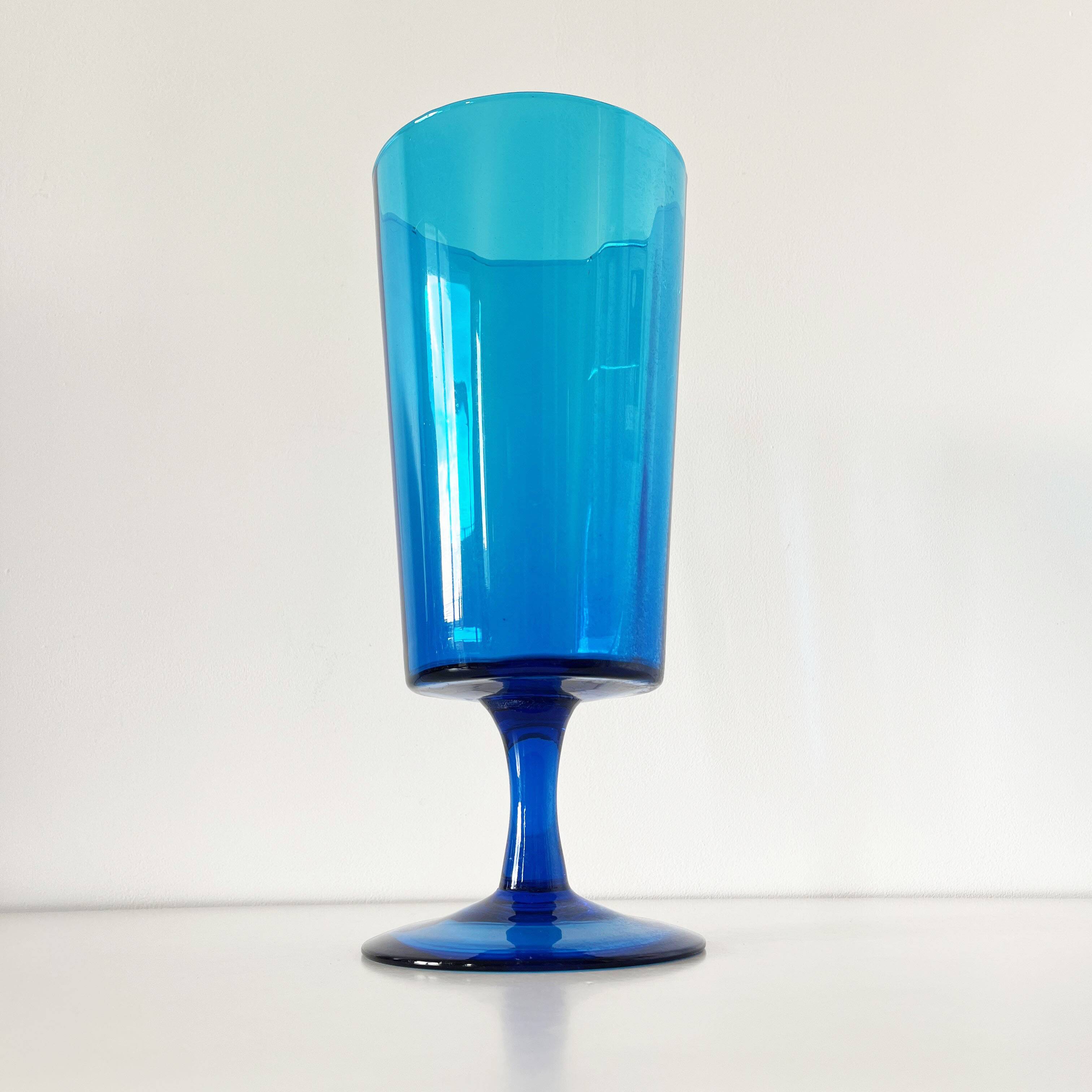 Blue pedestal vase - Italy Empoli 1960