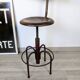 Chaise industrielle réglable ancienne avec dossier, pièce de caractère