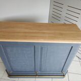 Renovated exotic wood bar with 2 chairs