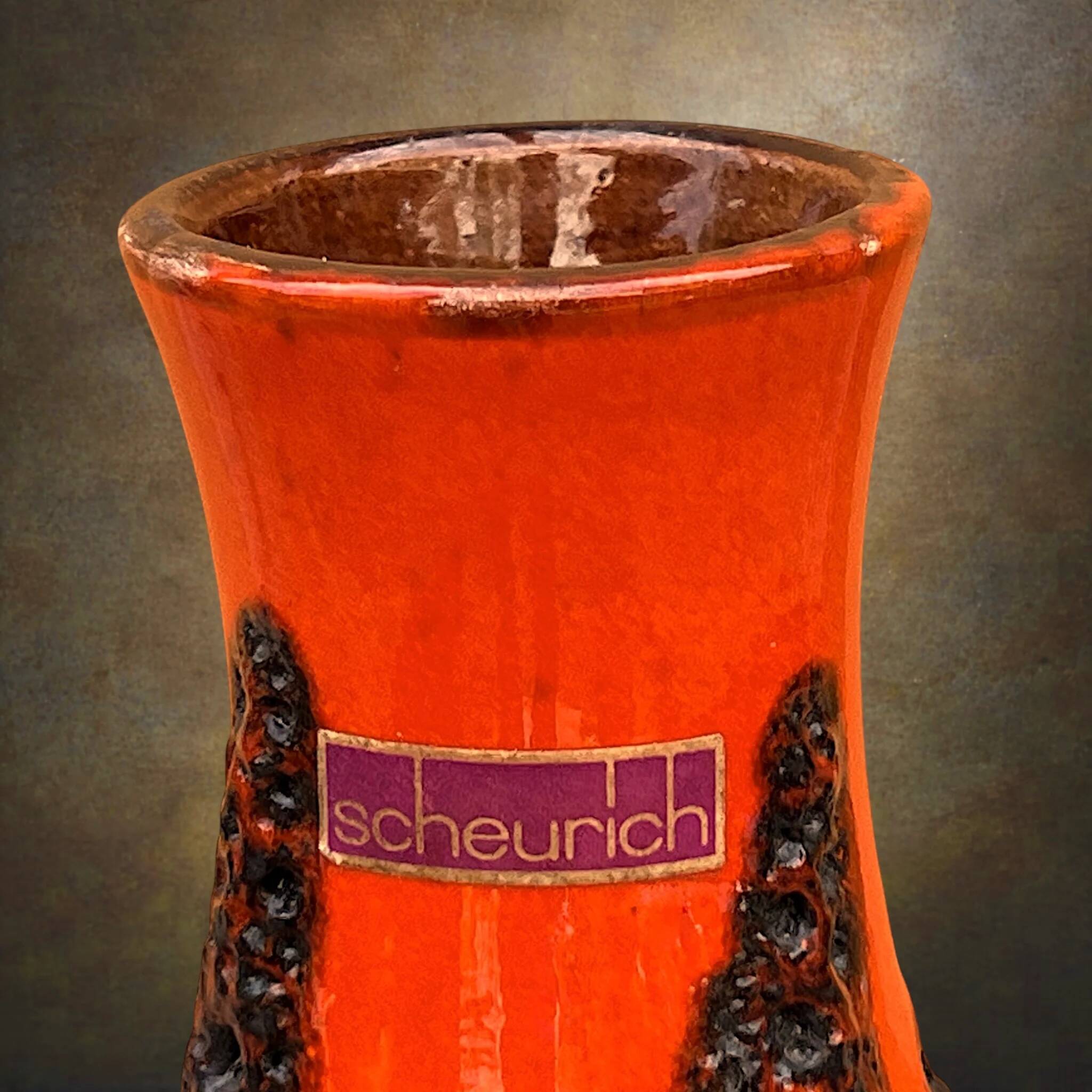Scheurich Fat Lava vase in red and brown – Model 209-18 – 1970s