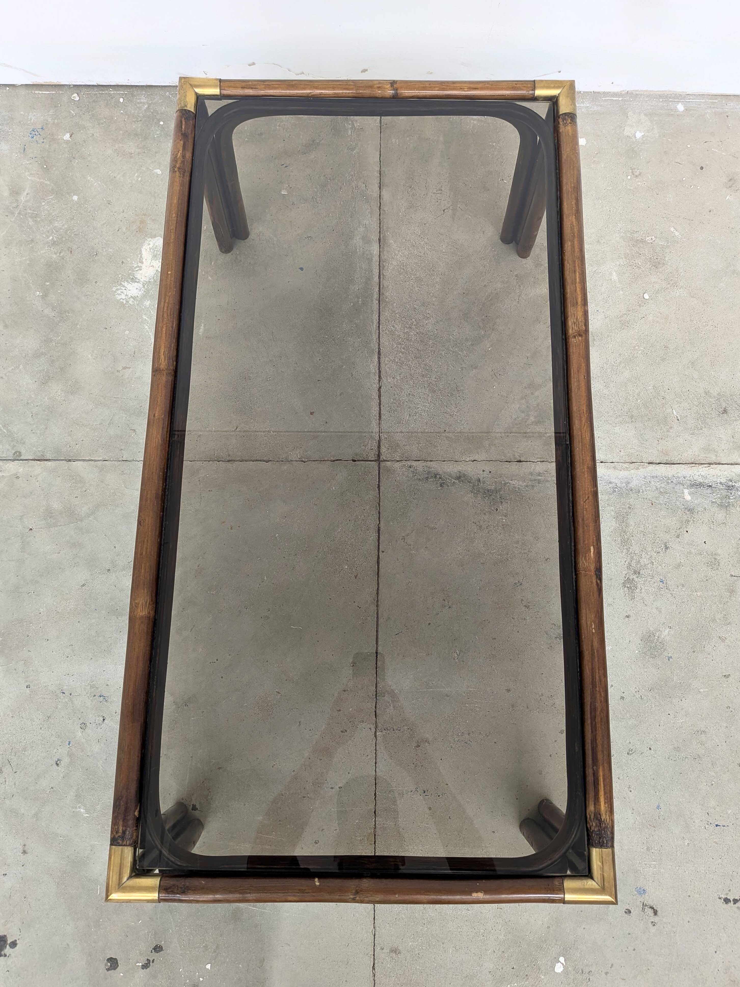 Bamboo and glass coffee table
