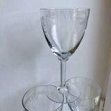 Set of 6 crystal wine glasses engraved 30s